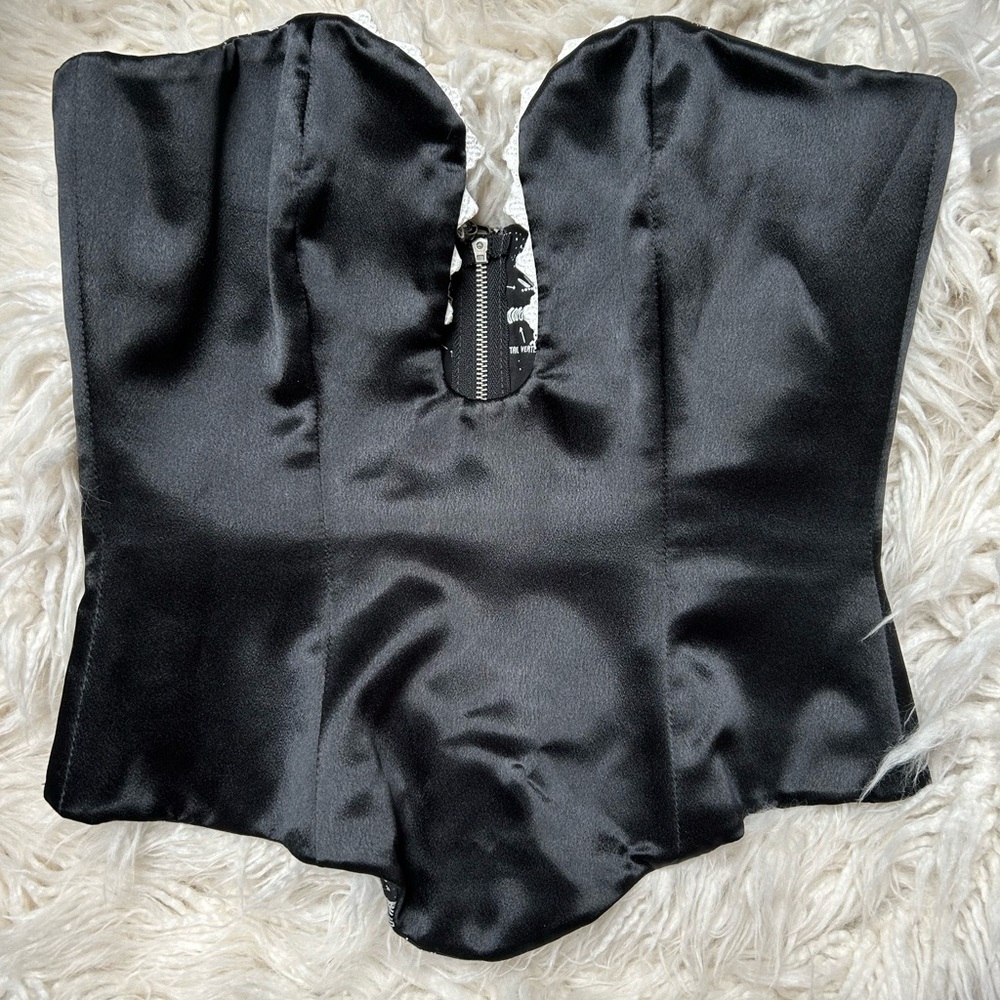 Black Satin Strapless Corset Top